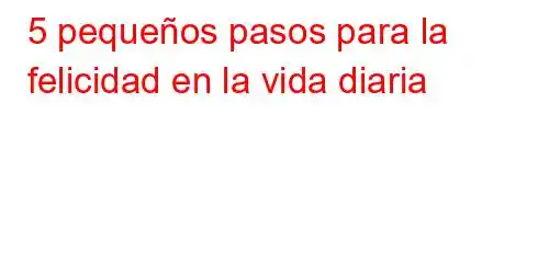 5 pequeños pasos para la felicidad en la vida diaria