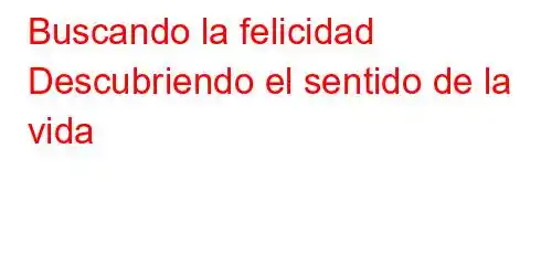 Buscando la felicidad Descubriendo el sentido de la vida