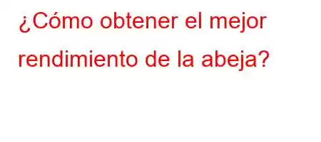 ¿Cómo obtener el mejor rendimiento de la abeja?