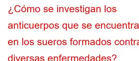 ¿Cómo se investigan los anticuerpos que se encuentran en los sueros formados contra diversas enfermedades