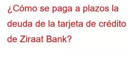 ¿Cómo se paga a plazos la deuda de la tarjeta de crédito de Ziraat Bank