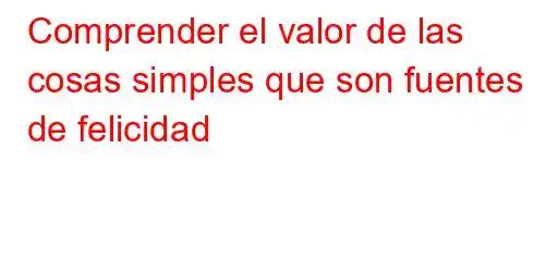 Comprender el valor de las cosas simples que son fuentes de felicidad