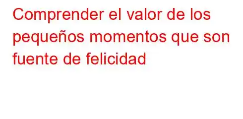 Comprender el valor de los pequeños momentos que son fuente de felicidad