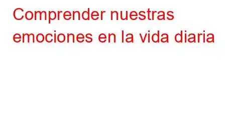 Comprender nuestras emociones en la vida diaria