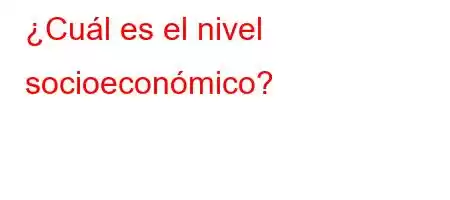 ¿Cuál es el nivel socioeconómico