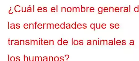 ¿Cuál es el nombre general de las enfermedades que se transmiten de los animales a los humanos?