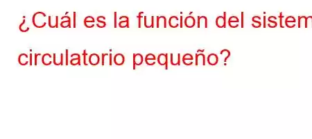 ¿Cuál es la función del sistema circulatorio pequeño