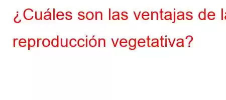 ¿Cuáles son las ventajas de la reproducción vegetativa?