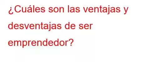 ¿Cuáles son las ventajas y desventajas de ser emprendedor