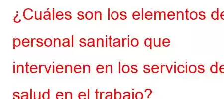 ¿Cuáles son los elementos del personal sanitario que intervienen en los servicios de salud en el trabajo?