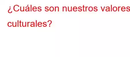 ¿Cuáles son nuestros valores culturales