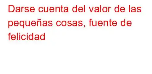 Darse cuenta del valor de las pequeñas cosas, fuente de felicidad