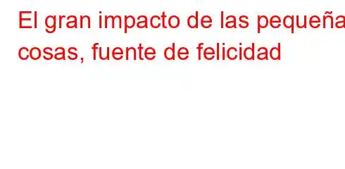 El gran impacto de las pequeñas cosas, fuente de felicidad