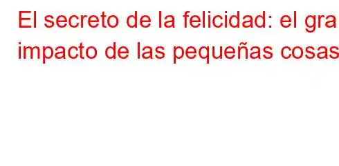 El secreto de la felicidad: el gran impacto de las pequeñas cosas