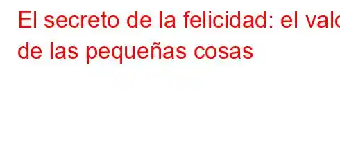 El secreto de la felicidad: el valor de las pequeñas cosas