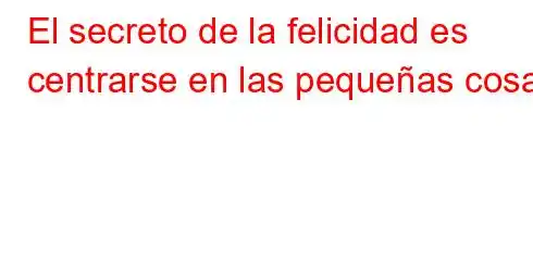 El secreto de la felicidad es centrarse en las pequeñas cosas