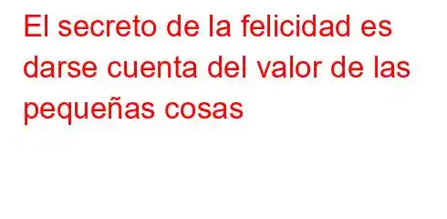 El secreto de la felicidad es darse cuenta del valor de las pequeñas cosas