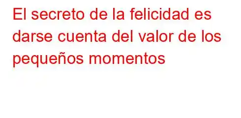 El secreto de la felicidad es darse cuenta del valor de los pequeños momentos