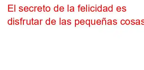 El secreto de la felicidad es disfrutar de las pequeñas cosas