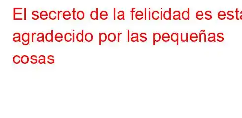 El secreto de la felicidad es estar agradecido por las pequeñas cosas