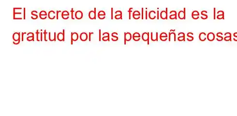 El secreto de la felicidad es la gratitud por las pequeñas cosas