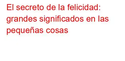 El secreto de la felicidad: grandes significados en las pequeñas cosas