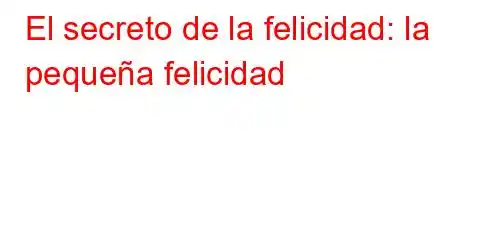 El secreto de la felicidad: la pequeña felicidad