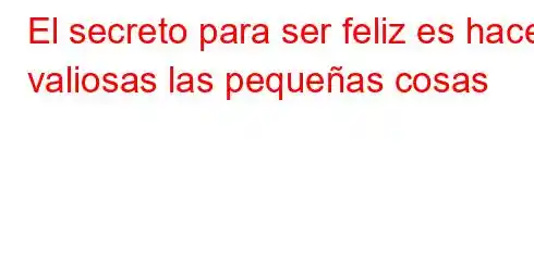 El secreto para ser feliz es hacer valiosas las pequeñas cosas