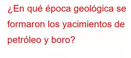 ¿En qué época geológica se formaron los yacimientos de petróleo y boro?