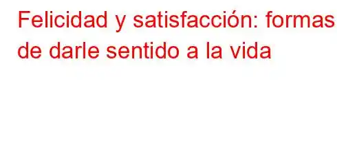 Felicidad y satisfacción: formas de darle sentido a la vida