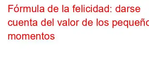 Fórmula de la felicidad: darse cuenta del valor de los pequeños momentos