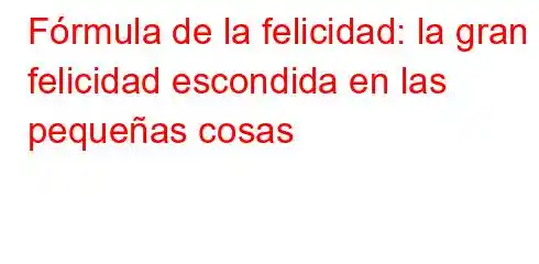 Fórmula de la felicidad: la gran felicidad escondida en las pequeñas cosas