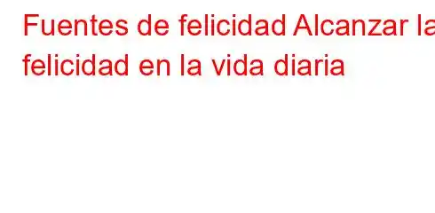 Fuentes de felicidad Alcanzar la felicidad en la vida diaria