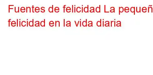 Fuentes de felicidad La pequeña felicidad en la vida diaria