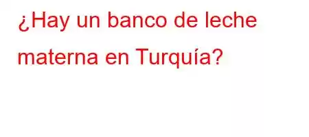 ¿Hay un banco de leche materna en Turquía?