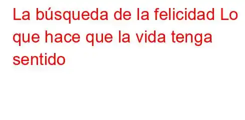 La búsqueda de la felicidad Lo que hace que la vida tenga sentido