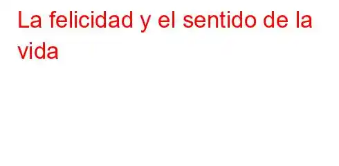 La felicidad y el sentido de la vida