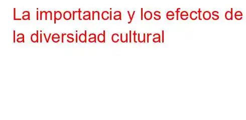 La importancia y los efectos de la diversidad cultural