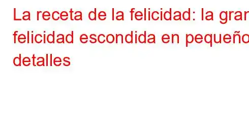 La receta de la felicidad: la gran felicidad escondida en pequeños detalles