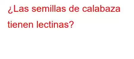 ¿Las semillas de calabaza tienen lectinas?