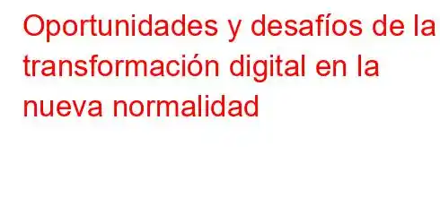 Oportunidades y desafíos de la transformación digital en la nueva normalidad