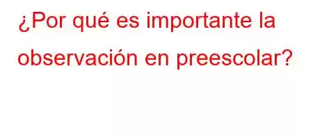 ¿Por qué es importante la observación en preescolar?