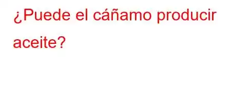¿Puede el cáñamo producir aceite