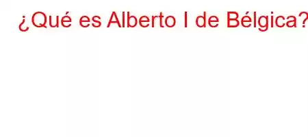 ¿Qué es Alberto I de Bélgica?