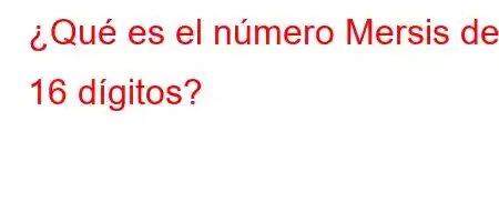 ¿Qué es el número Mersis de 16 dígitos?