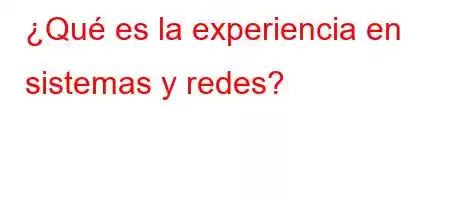 ¿Qué es la experiencia en sistemas y redes