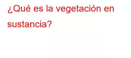 ¿Qué es la vegetación en sustancia?