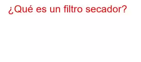 ¿Qué es un filtro secador?