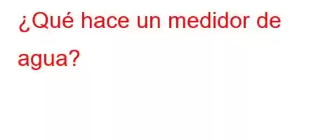 ¿Qué hace un medidor de agua?