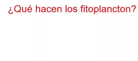 ¿Qué hacen los fitoplancton